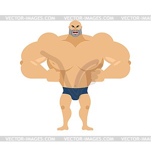 Athlete angry Emoji. aggressive bodybuilder. - vector clip art