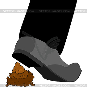 Stepping on shit. Shoes and turd. footwear and poop - vector image