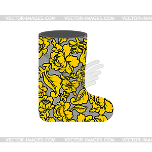 Russian winter boots (valenki) Khokhloma painting. - vector clipart