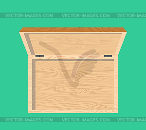 Open wooden box top view . casket - vector clipart