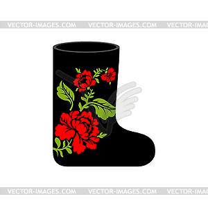 Russian winter boots (valenki) Khokhloma painting. - vector image