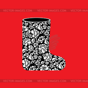 Russian winter boots (valenki) Khokhloma painting. - vector clipart