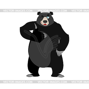 Baribal winks Emoji. American Black Bear thumbs up - vector clipart