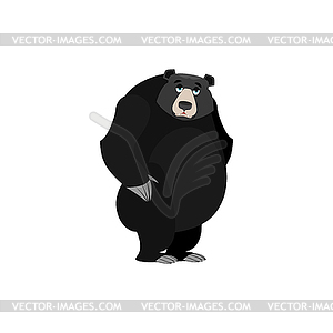 Baribal sad Emoji. American Black Bear wailful - vector image