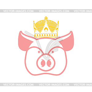 Royal pork. Pig in crown. Sign for meat production - vector clipart / vector image