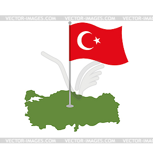 Turkey Map and Flag. Turkish banner and land area. - vector clip art