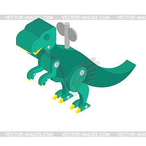 Dinosaur toy clockwork. Vintage Tyrannosaurus and - vector image