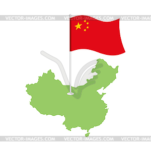 China map and flag. Chinese resource and land - vector clip art