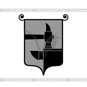 Forge logo. smithy symbol. Hammer and anvil - vector image