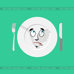 Plate surprised Emoji. Empty dish astonished emotion - vector clipart / vector image