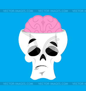 Skull and brain Surprised Emoji. skeleton head - vector clip art
