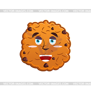 Cookies happy Emoji. biscuit emotion merry. Food - vector clipart