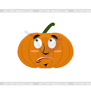 Pumpkin surprised Emoji. Halloween vegetable - vector clipart