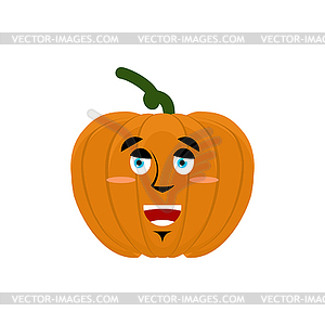 Pumpkin Happy Emoji. Halloween and Thanksgiving - vector clip art