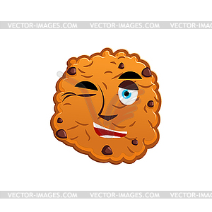 Печенье подмигивая Emoji. бисквит эмоции счастливым. питание - клипарт в векторе / векторное изображение