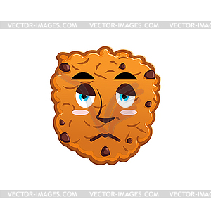 Cookies sad Emoji. biscuit emotion sorrowful. Food - vector image