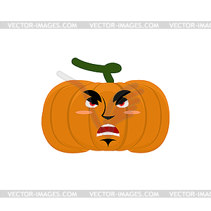 Pumpkin evil angry Emoji. Halloween vegetable - vector clipart