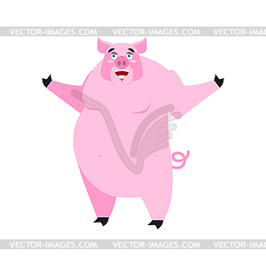 Pig happy Emoji. piggy merry emotion. Farm a - vector clipart