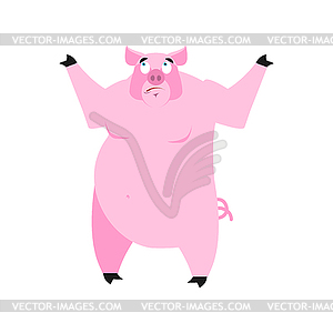 Pig surprised Emoji. piggy astonished emotion - vector clipart