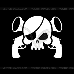 Pirate flag skull. Black Banner filibuster. Head - vector image