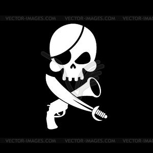 Pirate flag skull. Black Banner filibuster. Head - vector clipart / vector image