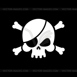 Pirate flag skull. Black Banner filibuster. Head - vector image