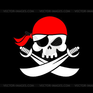 Pirate flag skull. Black Banner filibuster. Head - vector clipart / vector image
