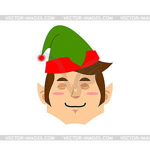 Christmas Elf sleeping Emoji. Santa helper asleep - vector clipart