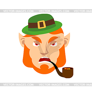 Leprechaun angry. Dwarf with red beard aggressive - vector clip art