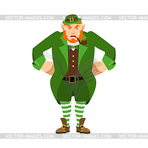 Leprechaun angry. Dwarf with red beard aggressive - vector image