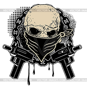 Skull and two pistols - vector image