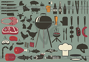 Bbq vintage set - vector clip art