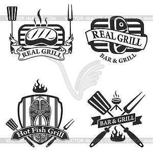 Grill labels - vector clipart / vector image