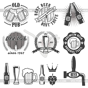 Beer pub labels, badges and icons collection - vector clip art