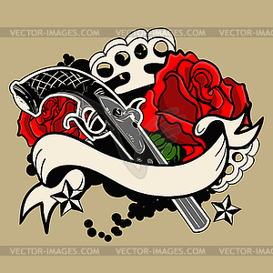 Guns and roses - vector clip art