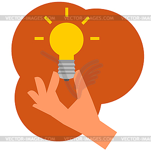 Hand with light bulb - vector clipart / vector image