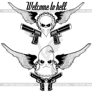 Skulls and two pistols - vector clipart