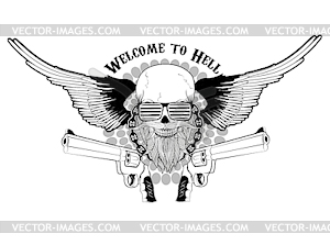 Skull and two pistols - vector clip art