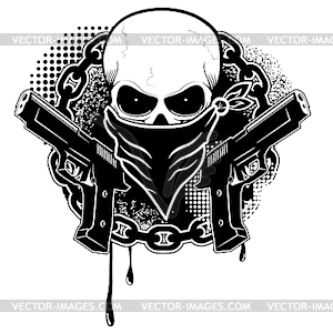 Skull and two pistols - vector clipart