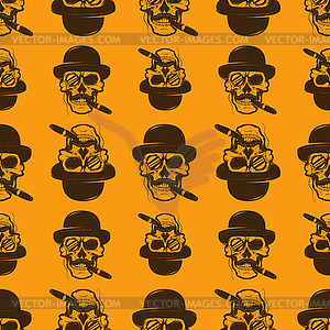 Seamless pattern of Skull with cigar.  - vector clip art
