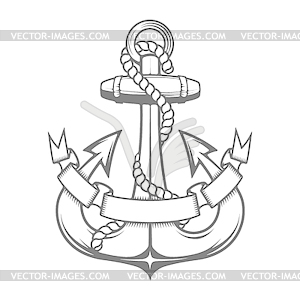 Monochrome anchor with ribbon. Design element for - vector clipart