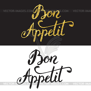 Bon appetit. lettering with golden style on - vector clip art