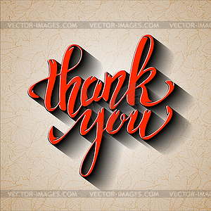 Thank You. lettering with shadow effect on - vector image