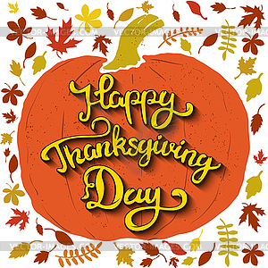 Happy Thanksgiving Day. lettering on background with - vector clipart