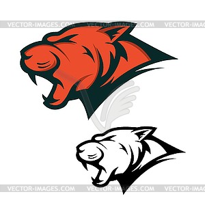 Angry Panther head with opened mouth. Sport team - vector clip art