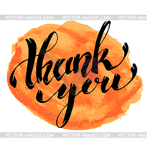 Thank You. lettering with watercolor stain - vector clipart / vector image