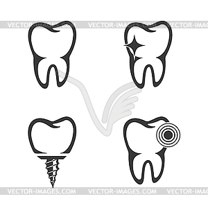 Set of tooth icons - vector clip art