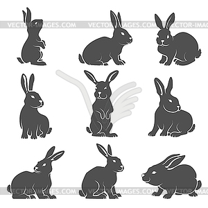 Set of rabbit icons  - vector image