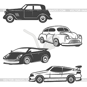 Set of retro cars icons  - vector image