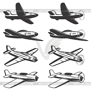 Set of airplane icons . Design eleme - vector clipart